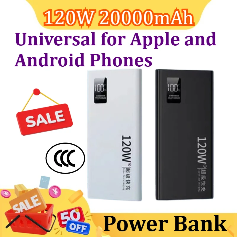 

120W Power Bank 20000mAh High Capacity Fast Charging Powerbank Portable Battery Charger For iPhone for Samsung for Huawei Hot