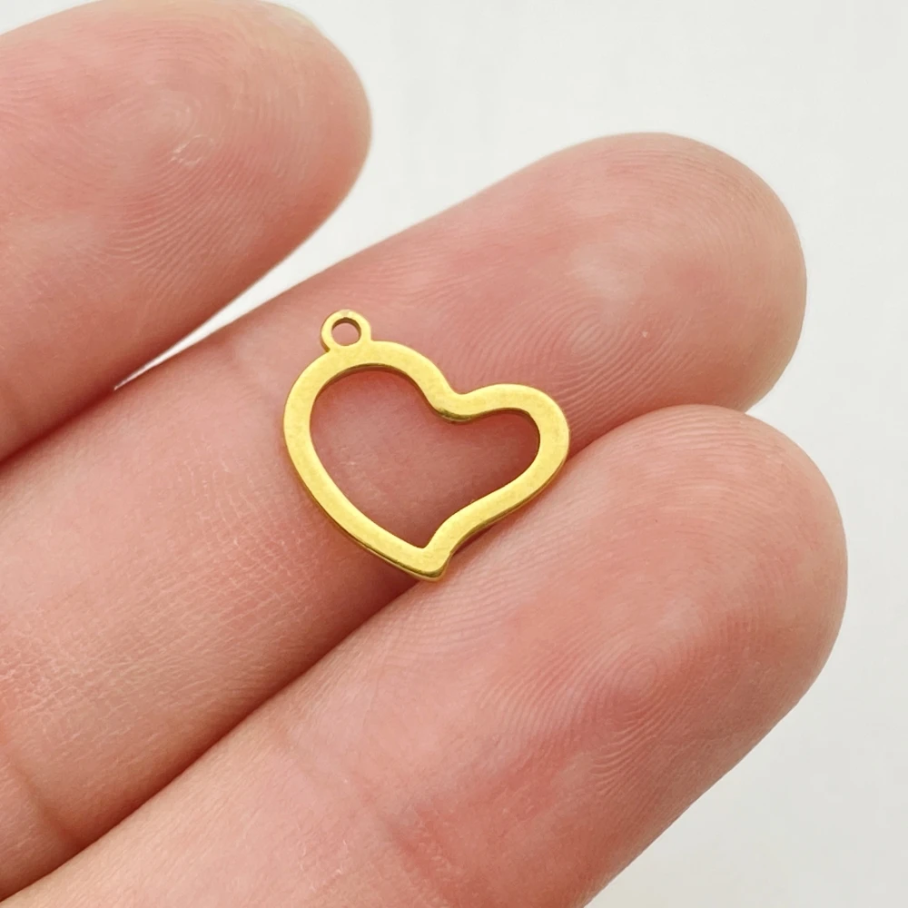 Gold Stainless Steel Tiny Heart Pendant 5Pcs/Lot 0.43*0.47inch(11*12mm) Necklace Small Heart Charm Diy Making