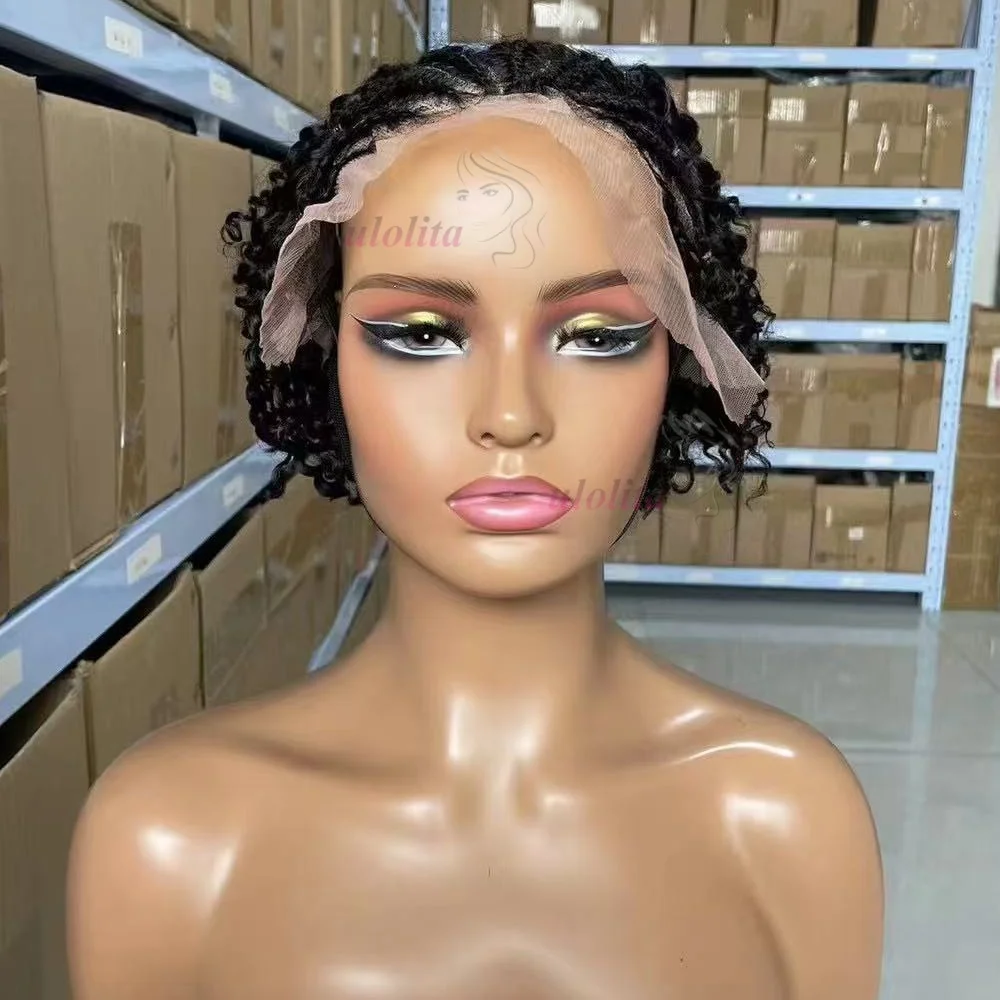 Afro-Lockenperücke 13x4 Lace Frontal 100% Brasilianisches Remy-Haar 6 Zoll Kinky Curly Echthaarperücken mit Zöpfen für Schwarze Frauen – Detail 1