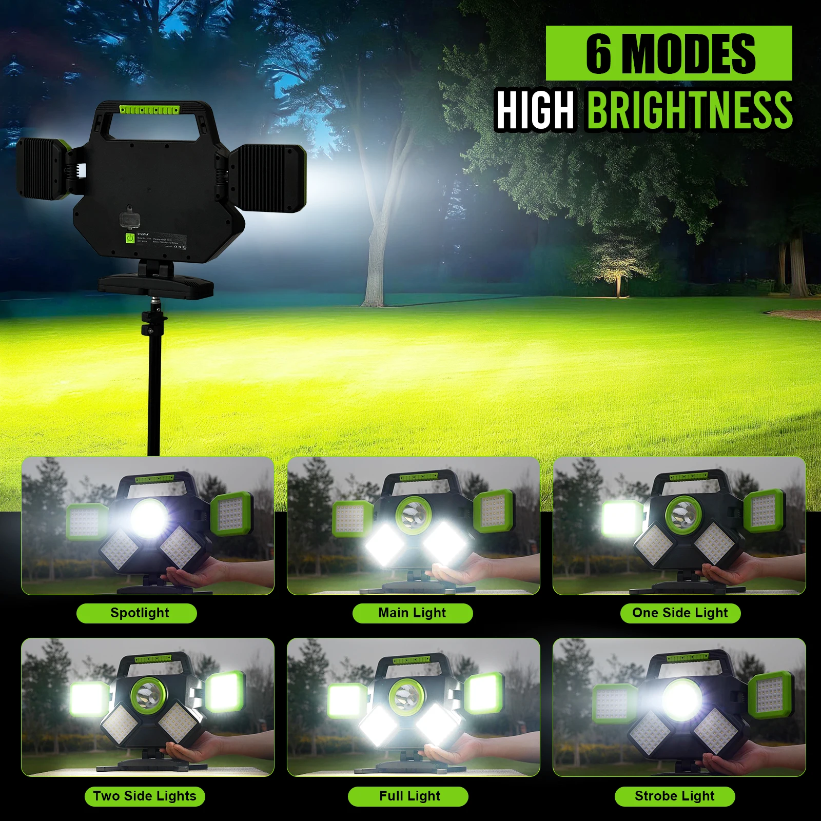 55W Rechargeable Work Light Powerbank 5000LM Magnetic Work Light Foldable&360° Rotatable Led Work Light with 6 Light Modes