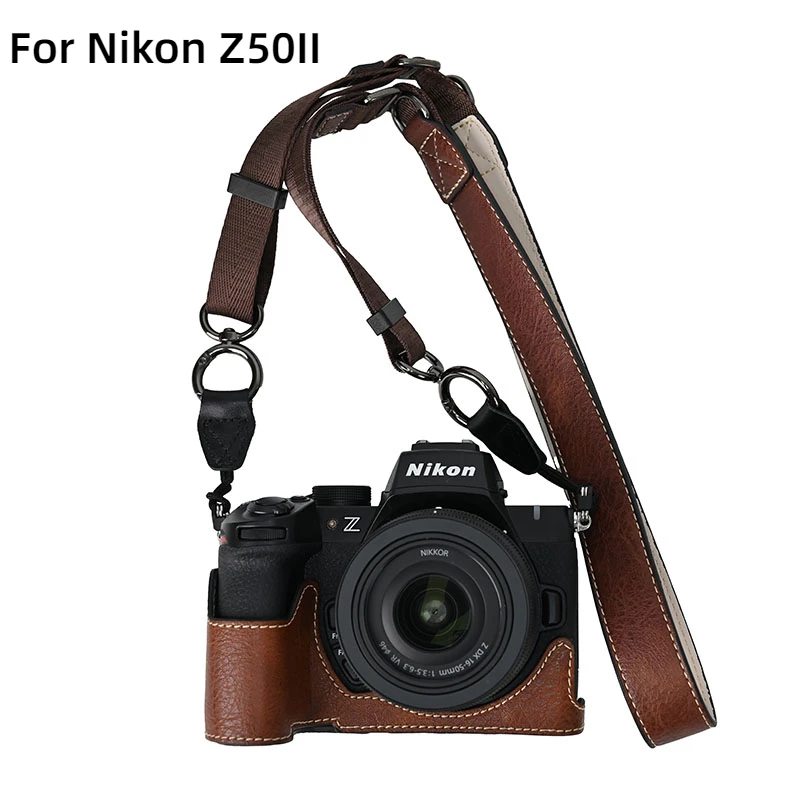 Suitable for Nikon Z50II Camera Bag Z50 II 2 Protective Cover Retro PU Leather Case Mirrorless Camera Cross-body Shoulder Strap