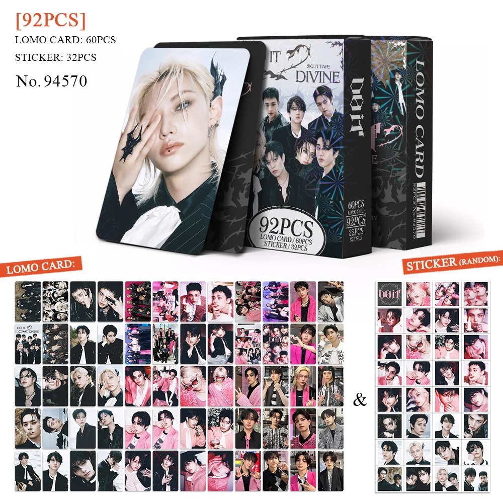 92 PCS novas Crianças Vadios DOIT SKZOO KPOP Felix Hyunjin Bang Chan HAN Seungmin LeeKnow cartões de fotos adesivos cartões de felicitações LOMO presentes