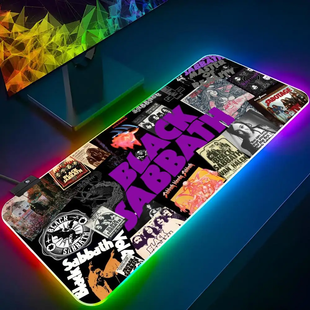 Black Sabbath RGB Gaming Mouse Pad, Teclado Mousepad, Backlit Teclado Gamer Girl, Mat Laptop, Almofadas de mesa, Xl