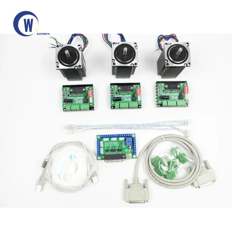 CNC system control system kit, 1pcs5 axis breakout board 3pcs TB6560 driver 3pcs Nema23 2.2NM stepper motor