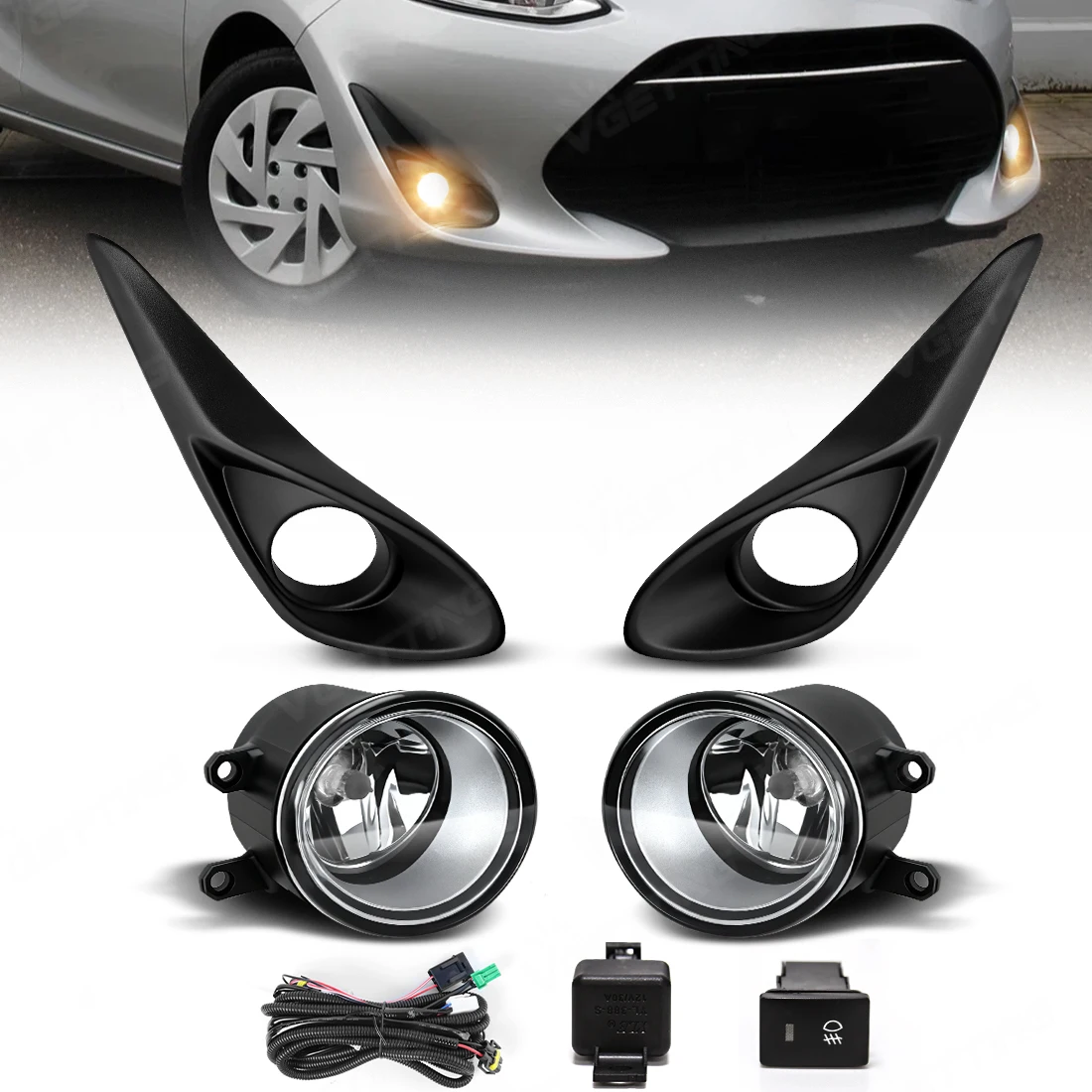 

Автомобильный фонарь для Toyota Aqua Prius 2018 2019, противотуманная фара, передний бампер, противотуманная фара с жгутом крышки, аксессуары для дневных ходовых огней