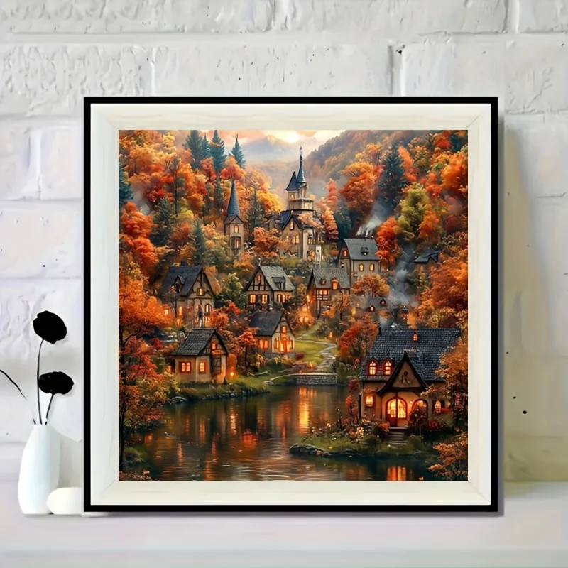 

Houses in The Forest 500 PCS Jigsaw Puzzles Challenging Family Activity Games for Gameroom Bedroom Livingroom Gift