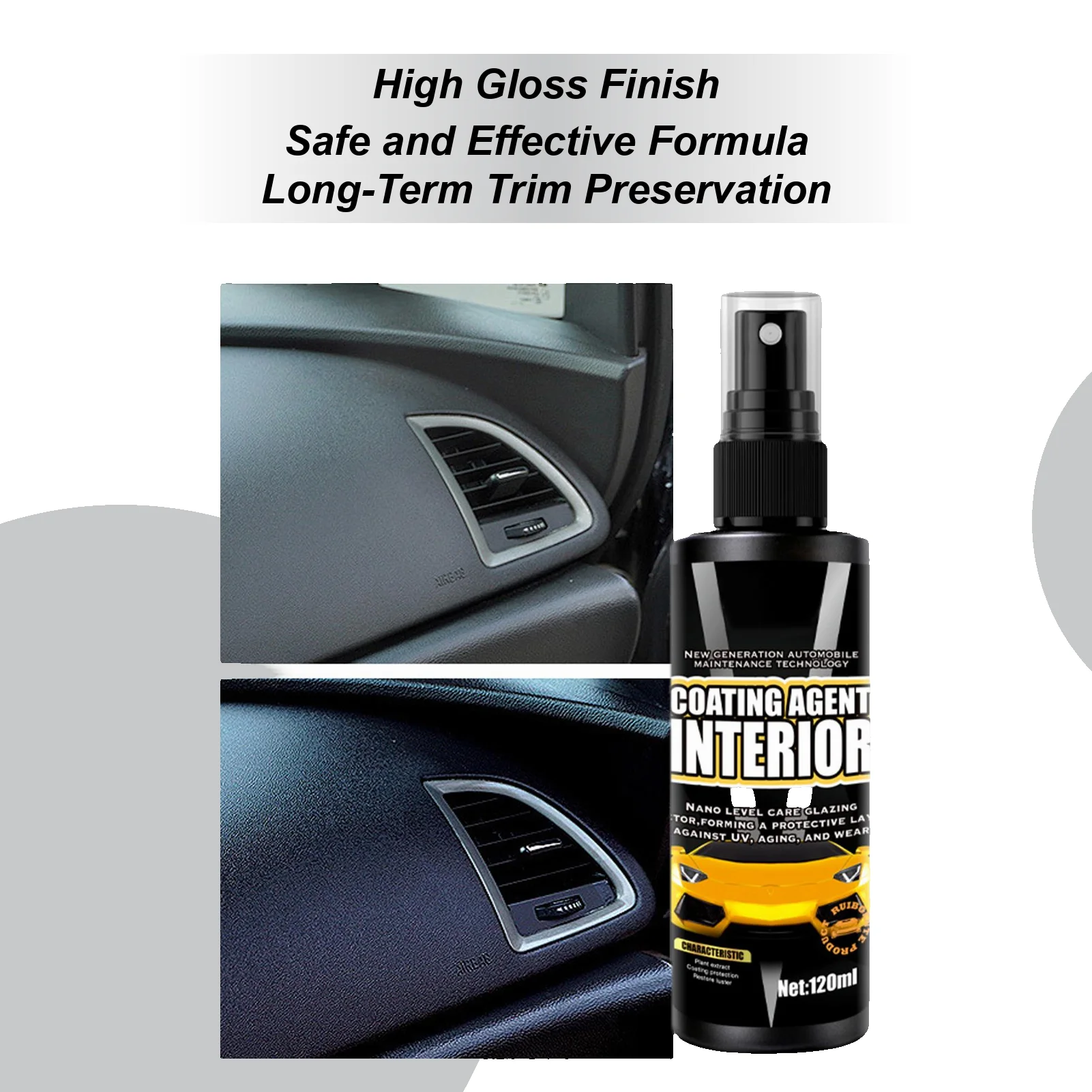 Car Rubber Trim Restorer 120ml Quick All Purpose Auto Cleaning Supplies Car Fabric Seat Cleaner For Truck Dashboards Door Frames