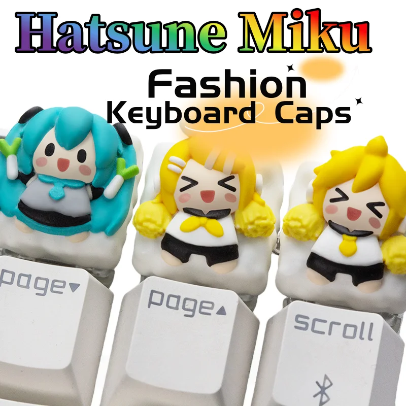 

Hatsune Miku 3D Keycaps Cute Fashionable Personalized Cartoon Creative Kawaii 3D Keyboard Caps Gift for Friends on Holidays