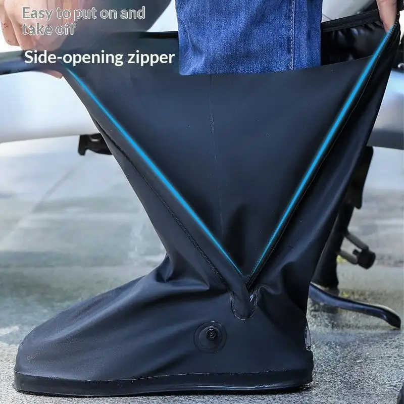 Hohe Outdoor-Regenstiefelüberzieher für Erwachsene mit Reflektorstreifen, Rutschfest, Verschleißfest, Tragbare Schuhüberzieher für Regenschuhe – Detail 3