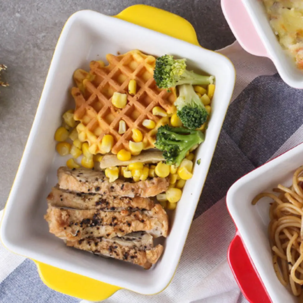 

Oven Special Baking Tray Ceramics Baking Pan Yellow Pottery Eco Friendly High Temperature Firing Easy Clean Simple Elegant