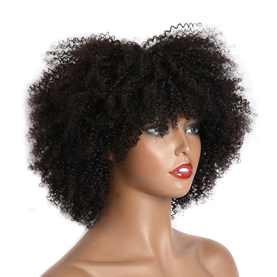 Kinky krullende pruiken Echt haar Korte krullende pruik Echt haar Pixie-cut pruiken voor zwarte vrouwen Machinegemaakt Afro-Amerikaanse bobpruiken