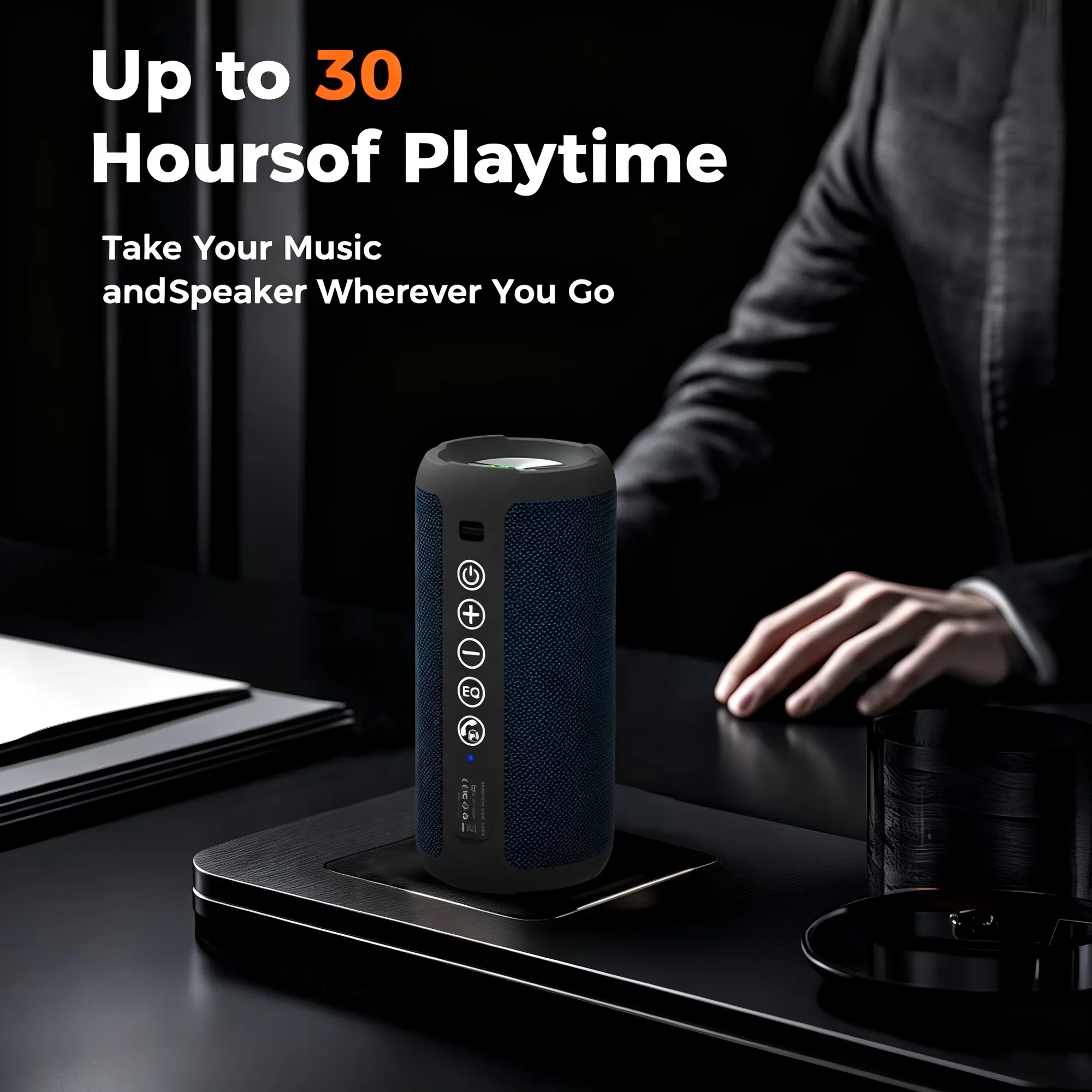 24W Portable Bluetooth Speaker, IPX7 Waterproof with LED Lig