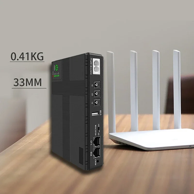 Imagem -02 - Mini Ups Portátil Fonte de Alimentação Ininterrupta para Roteador Wifi Adaptadores de Energia de Grande Capacidade 8800mah 10400mah 5v12v