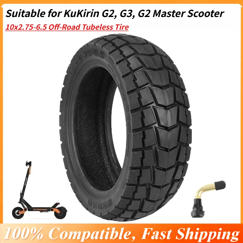 

10x2.75-6.5 Off-Road Tubeless Tire for KuKirin G2, G3, G2 Master Scooter, All-Terrain Vacuum Tire Replacement
