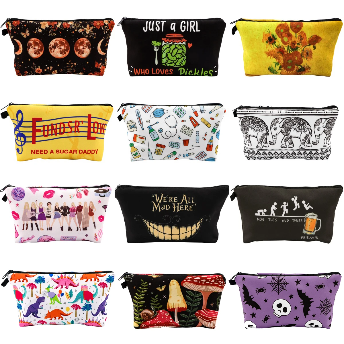 

Лунная сумка-карандаш, большая вместительная сумка для хранения карандашей, винтажная косметичка с подсолнухом, органайзер для канцелярских принадлежностей, школьные принадлежности