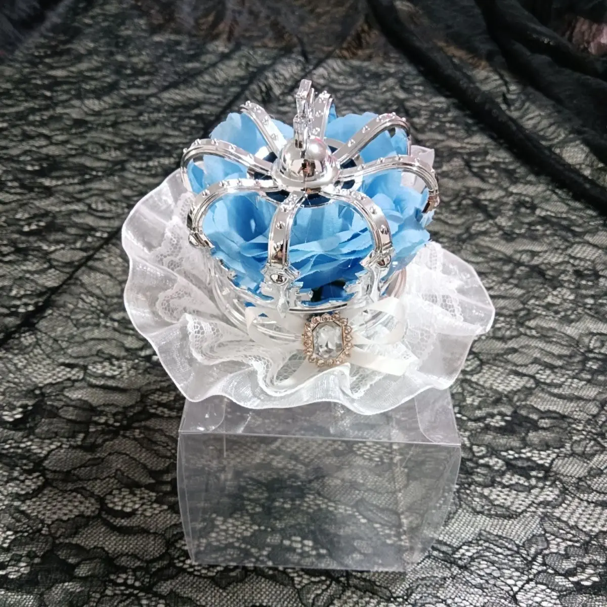 Sweet Lovable Adorable Crown Tiara Pearl Rhinestone Gauze Princess Queen Lace Hairpin Headwear Hair Clip Hair Accessory