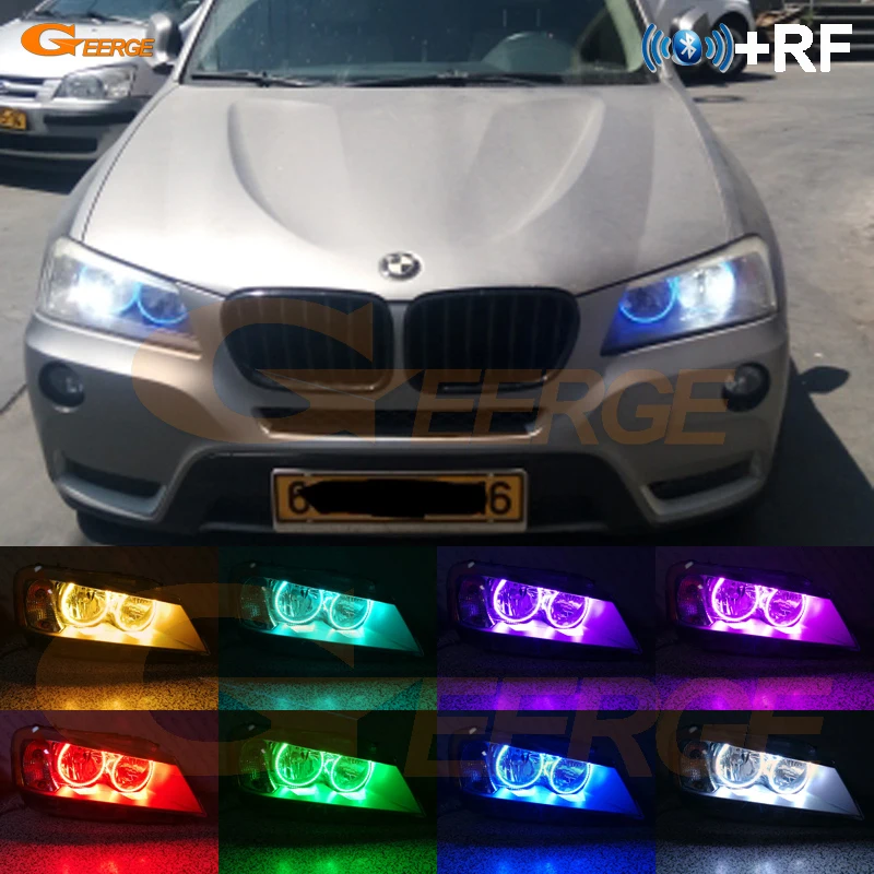 

Для BMW X3 F25 Pre Facelift 2010 2011 2012 2013 2014 дневной свет Bluetooth APP Многоцветный RGB светодиодный комплект Angel Eyes Halo Rings