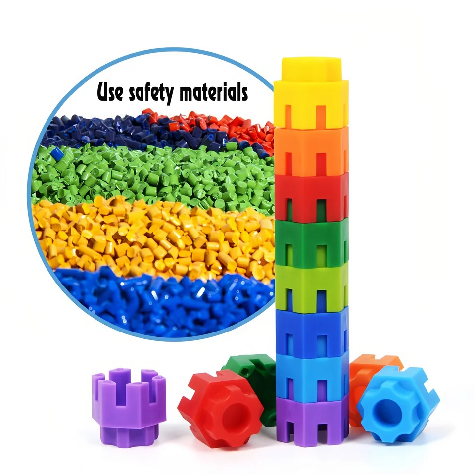 Set De 100 Bloques Hexagonales De Conexión – Juguete De Construcción De Partículas Pequeñas, Multicolor, Para Niños De 3 Años O Más, Con Caja De Almacenaje