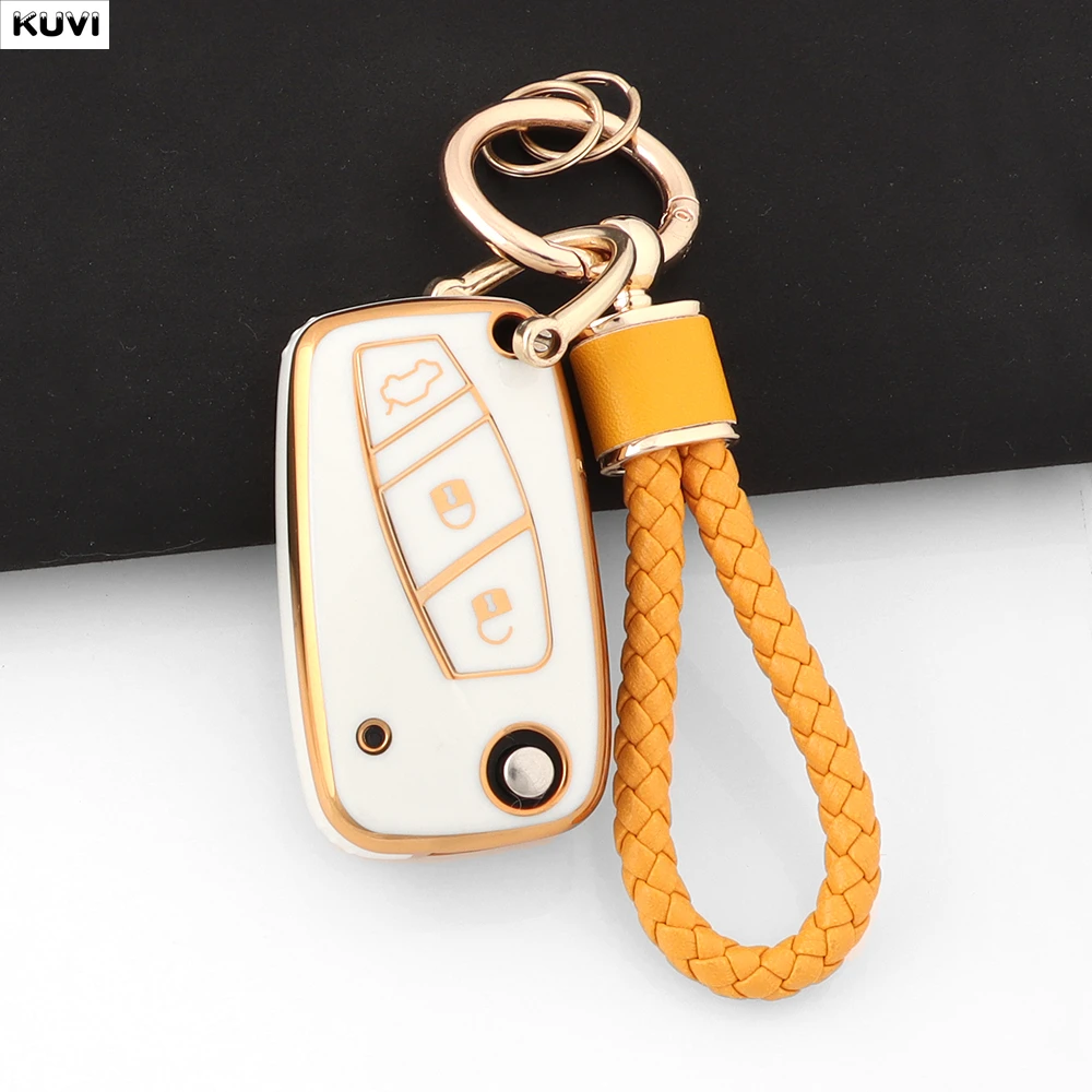 3-Tasten-TPU-Autoschlüsselhülle, Schlüsselanhänger für Fiat 500 Panda Stilo Punto Doblo Grande Bravo 500 Ducato Minibus