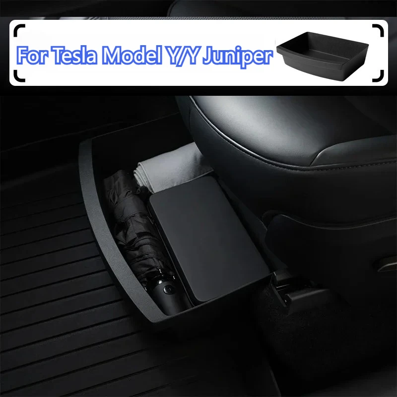 

Underseat Storage Box Organizer for Tesla Model Y Juniper 2025 Front Under Seat Organizer Waterproof Bin Travel Car Accessories