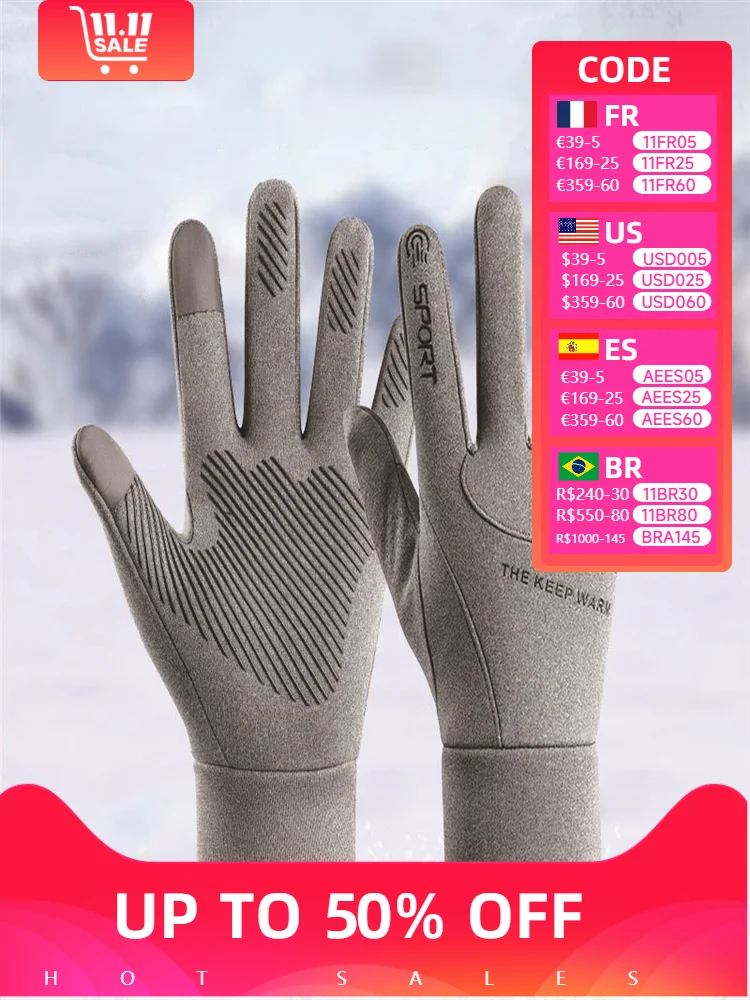 Winter Outdoor Sports Running Glove Warm Touch Screen Full Finger Cycling Gloves For Men Women Skiing Velvet warm Gloves