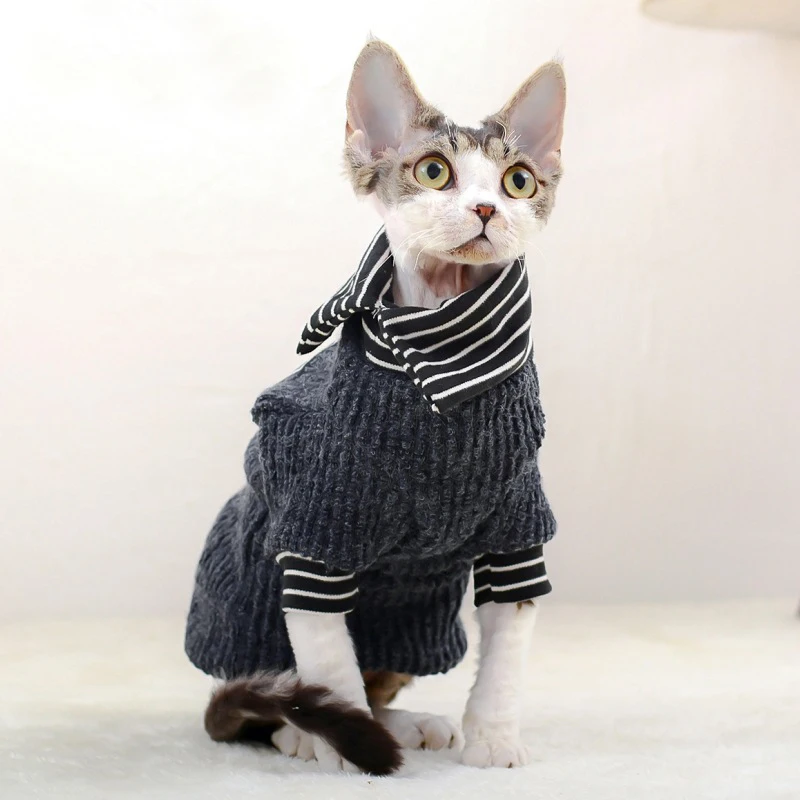 New Arrival Sphynx Cat Clothes Autumn Winter Fashion Luxury Dog Cat Hoodie Pet Sphinx Clothing Cotton Kitten Hairless Sweater