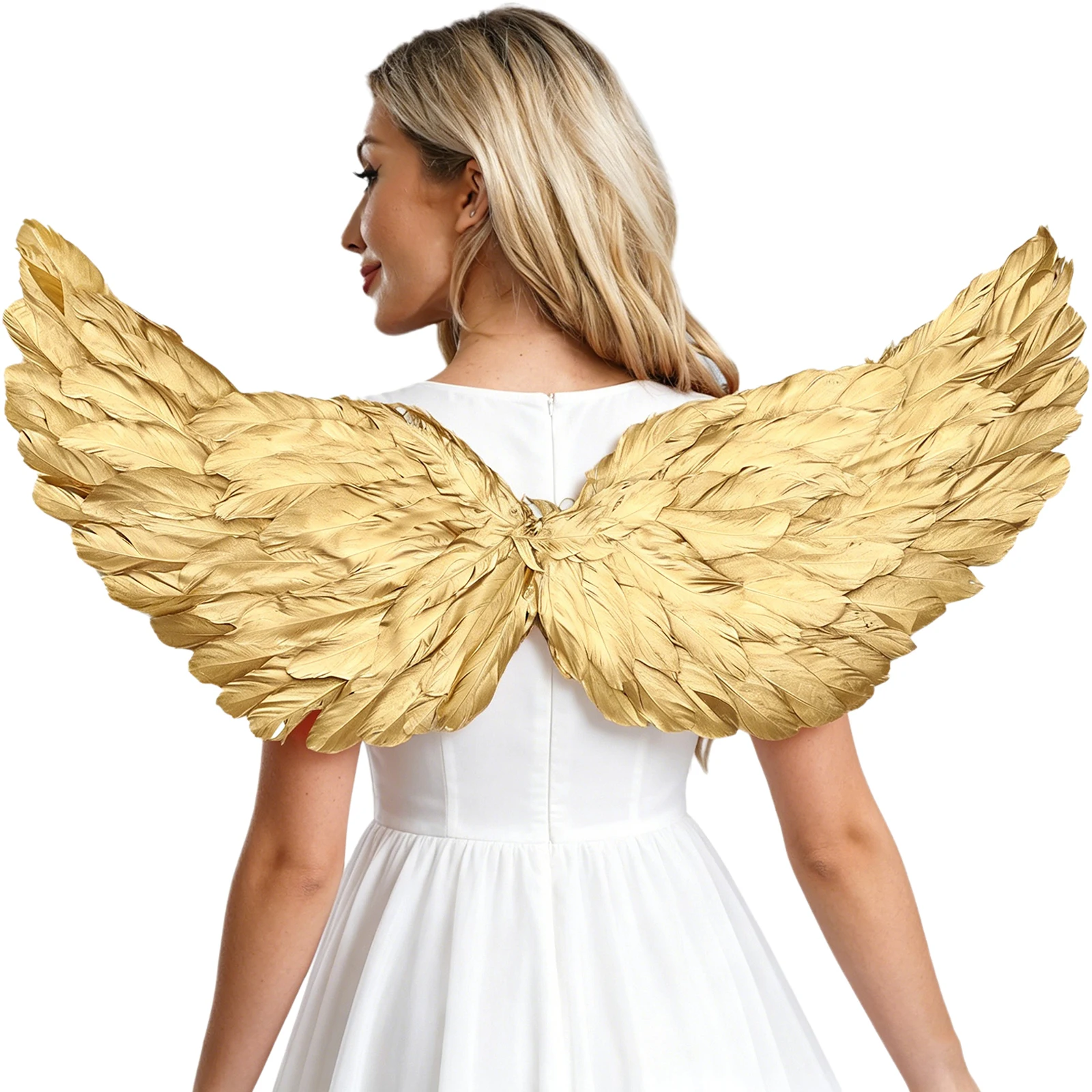 Unisex Angel Feather Wings with Elastic Straps Costume Accessory Prop for Halloween Themed Party Masquerade Photography Cosplay