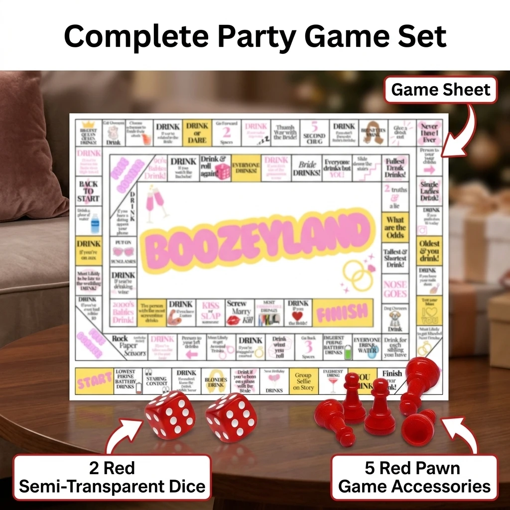 Adult Party Game Set 1 Paper Game Sheet 2 Dice 5 Pawns Funny Group Interactive Activity Bachelorette Night Out