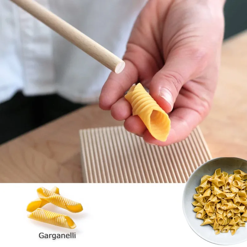 Garganelli and Gnocchi Stripper Wood Paddle Board Italian Pasta Making Tools for Homemade Cavatelli Garganelli Pasta Maker