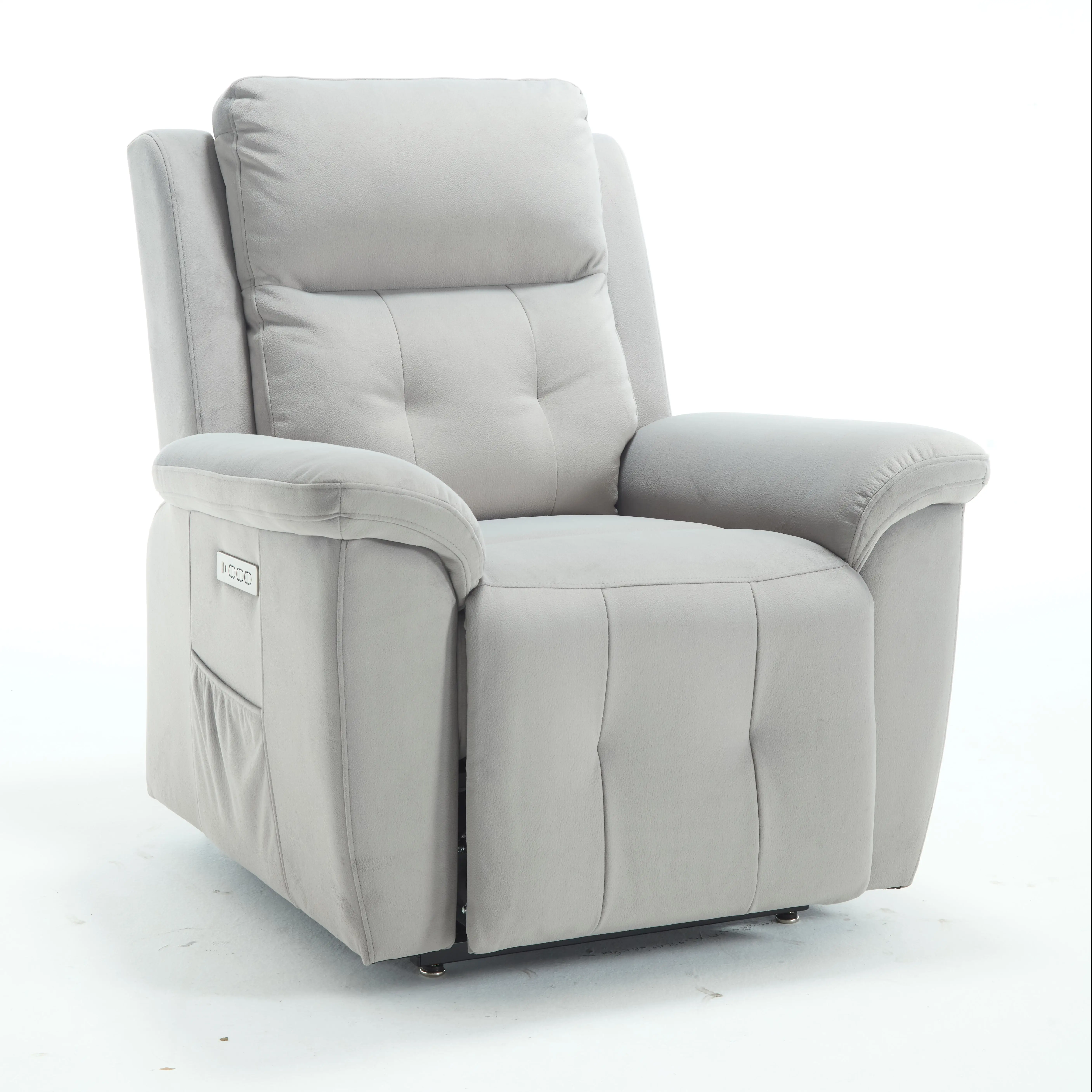 Single Motor Power Lift Recliner Sofa with Electrical Headrest Blue Chenille for Elderly Living Room Use