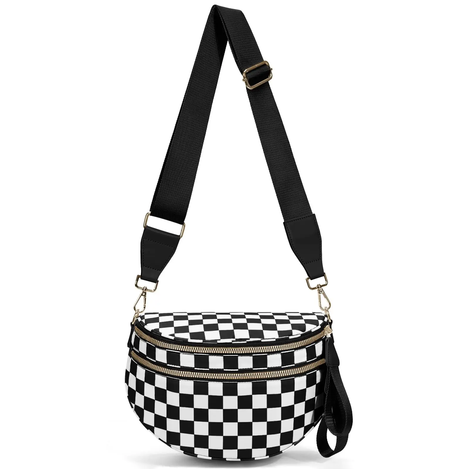 

Checkered Bum Bags for Women Crossbody,Nylon Crossbody Bag Large Fanny Pack Checkered Purse Oversized Slouchy Belt Bag