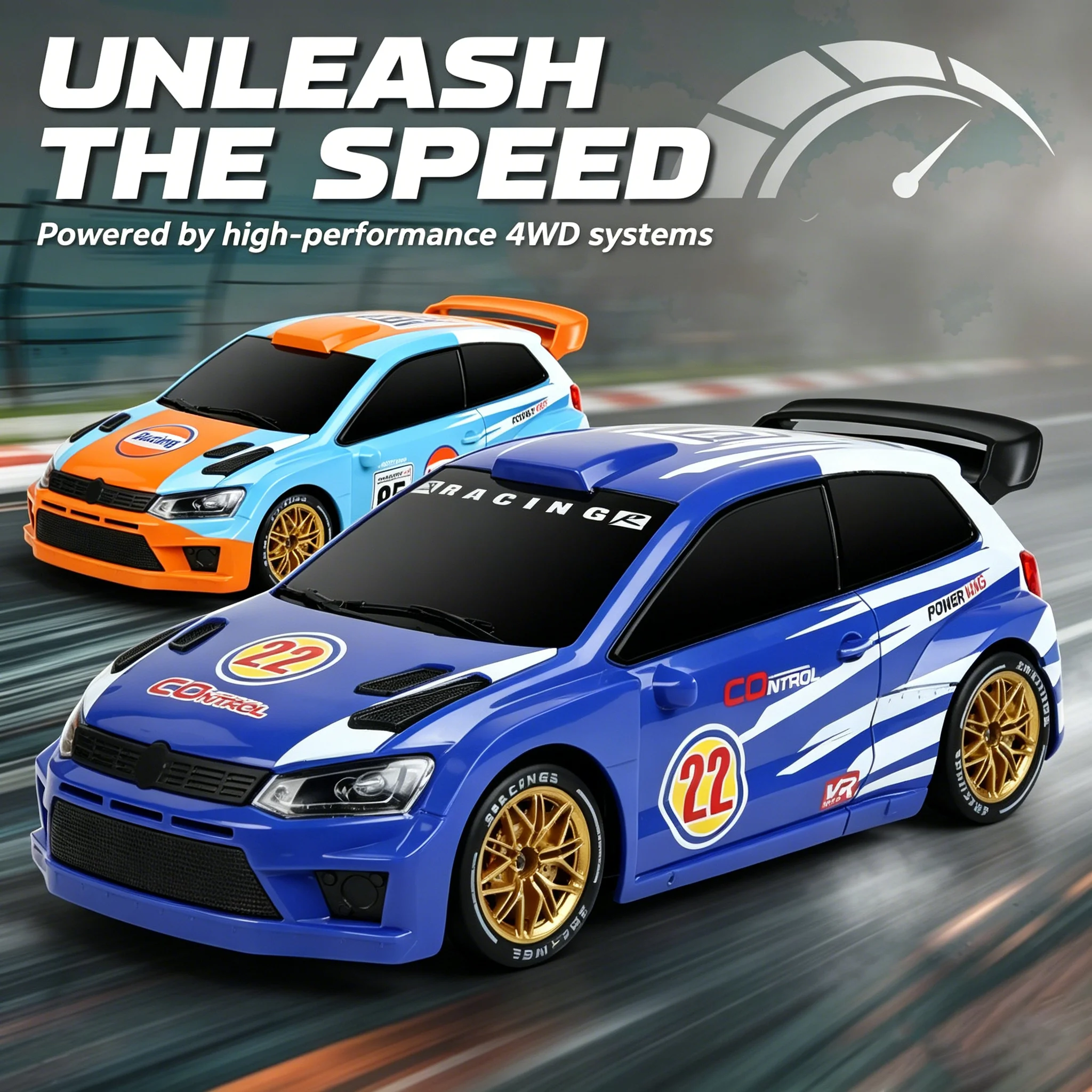 Coche de Rally a Control Remoto 1/24, Vehículo de Carreras con Control Remoto de 2.4Ghz y Luces LED, para Interiores y Exteriores, Regalos para Niños