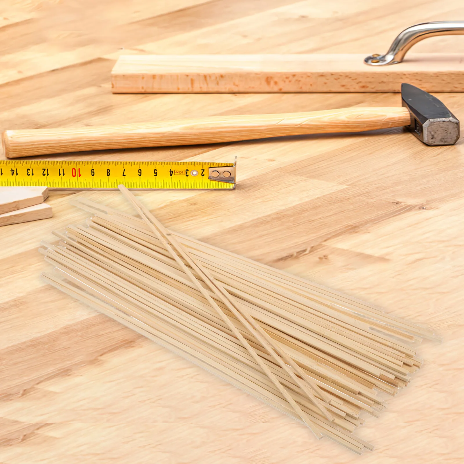 

50Pcs Square Bamboo Sticks for Architectural Miniatures Landscape Crafts Decoration DIY Projects Crafting Supplies