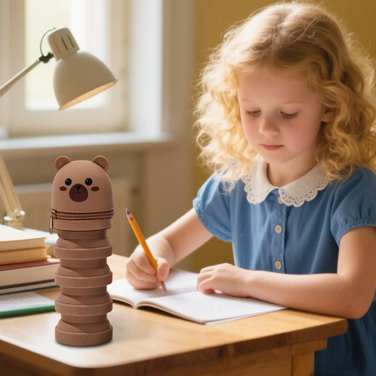 데스크 주최자 펜 홀더 텔레스코픽 연필 가방 펜 홀더 홈 기숙사 학교 교실을위한 개폐식 실리콘 스토리지 주최자