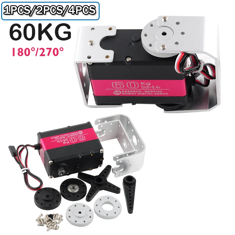 RDS5160 60kg Dwuosiowy Serwo Cyfrowe 270 ° /180 °   Metalowe koło kierownicze z uchwytem, serwa, części do samodzielnego montażu (DIY) do robotów/modeli samochodów.