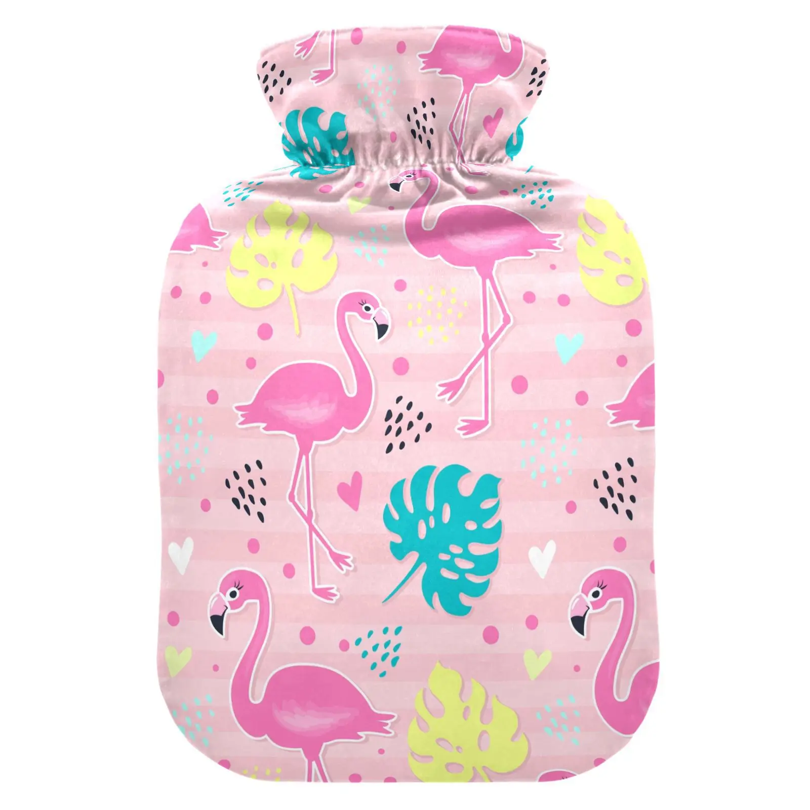 1L 2L Hot Water Bag Hot Water Bottle Thick Hot Water Bottle flamingo print Winter Warm Water Bag Hand Feet Warmer Water Bottle