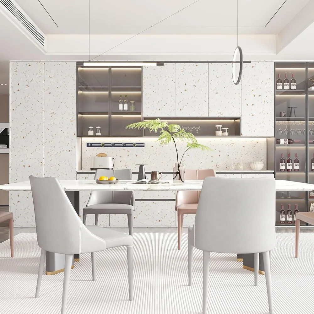 ورق اتصال من الرخام الصناعي مقاوم للماء وقابل للتقشير واللصق باللون الأبيض للخزائن والأدراج، عريض 354 × 24 بوصة، ذاتي اللصق