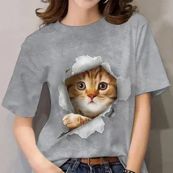 メンズ半袖ラウンドネックTシャツ,猫の写真,デジタル印刷,カジュアル,ファッショナブル,新品