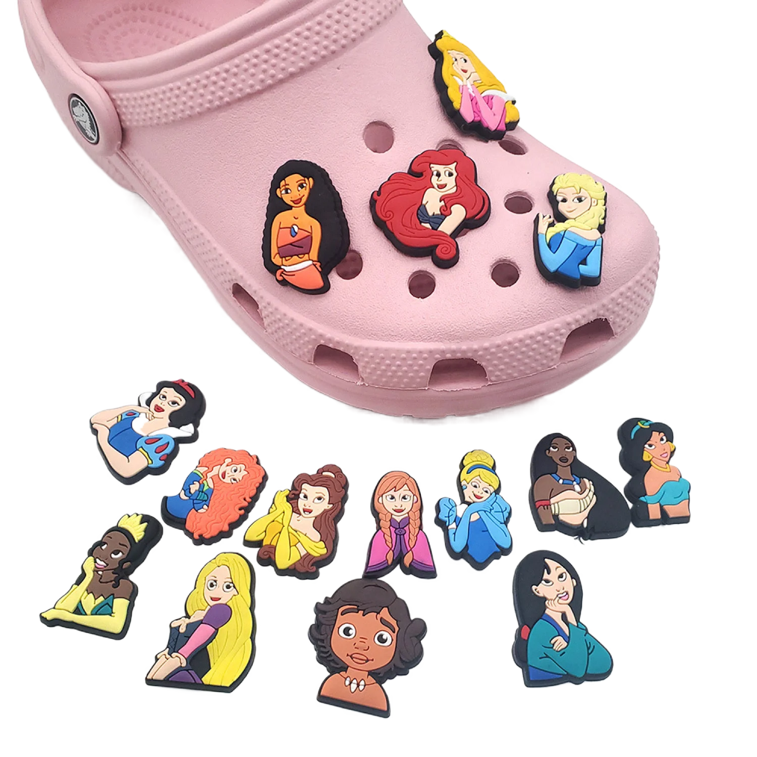 1-15pcs Disney Princess Shoes Charms Cartoon Frozen DIY Sandals Accessories Charms for Shoes Clogs Decoration Women Girls Kids