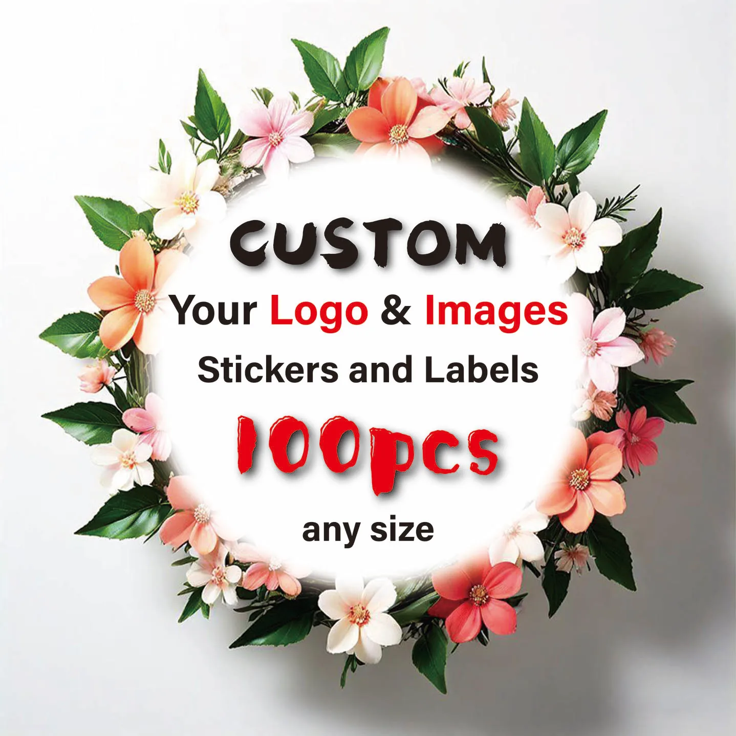 

100pcs 2-7cm Custom Sticker Printing Your Own Logo Design Text Kiss Die Cut DIY Tag Label Laser Vinyl Bright Glossy Matte