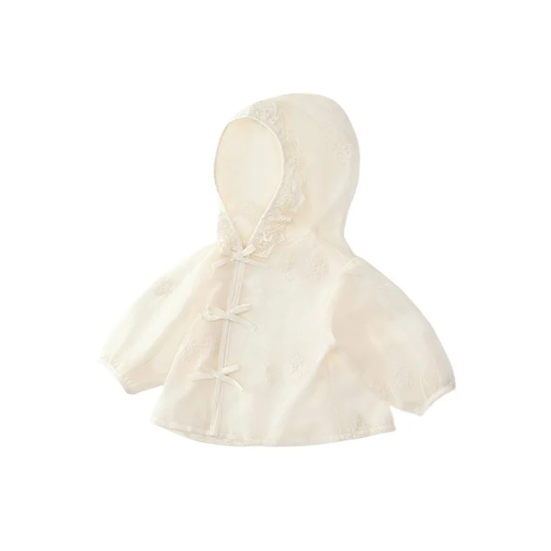 Girls Lace Sun Protection Hoodie 2025 Summer UV Defense Cute Lightweight Cover Up Jacket Breathable Sheer Layer for Baby Toddler