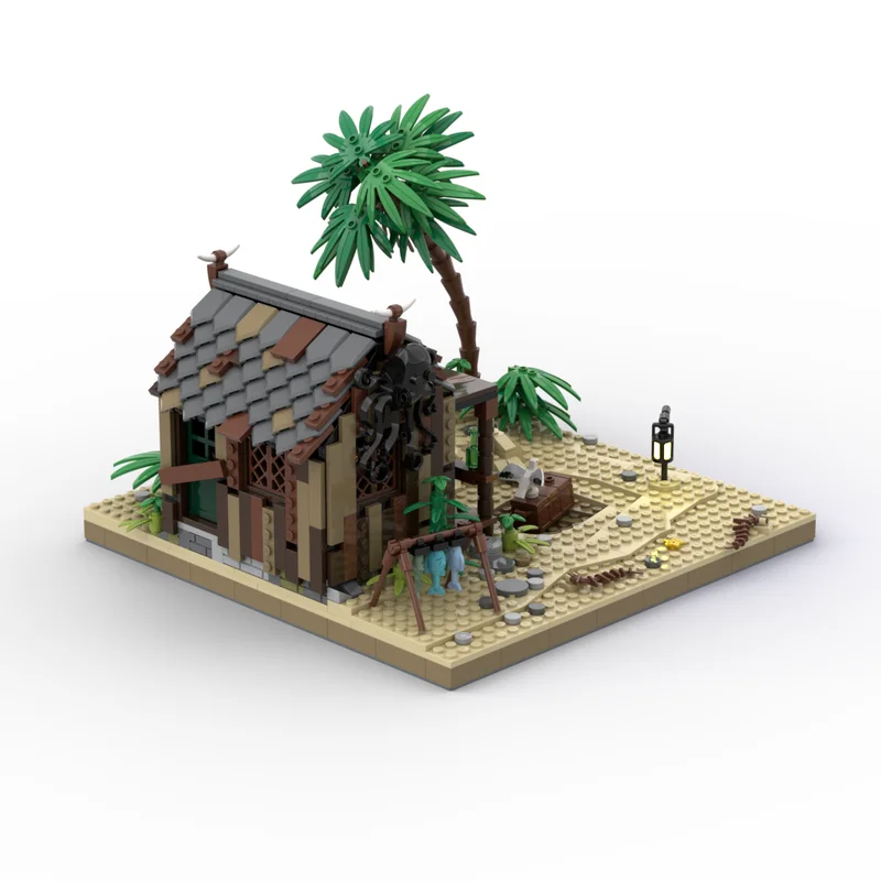 القراصنة القلعة نموذج Moc اللبنات صياد كوخ نموذج التكنولوجيا مدينة عرض الشارع نموذج هدية لتقوم بها بنفسك تجميع عطلة لعبة