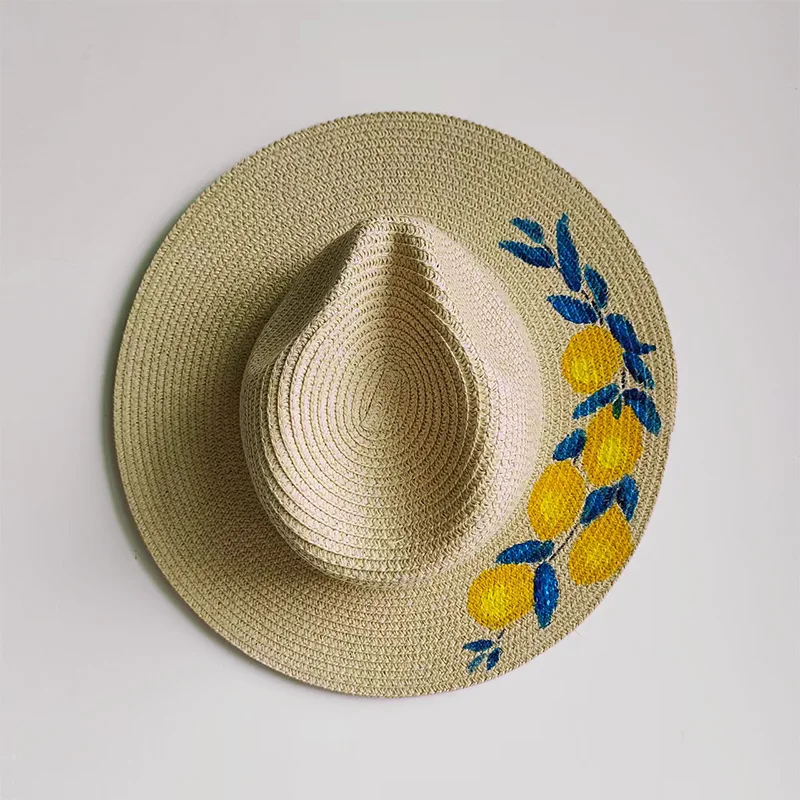 Designer Hand painted Panama Hats Men Women's Summer Straw Hat Wide Brim Breathable Sun Protect Fashion Beach Vacation Sun Hat