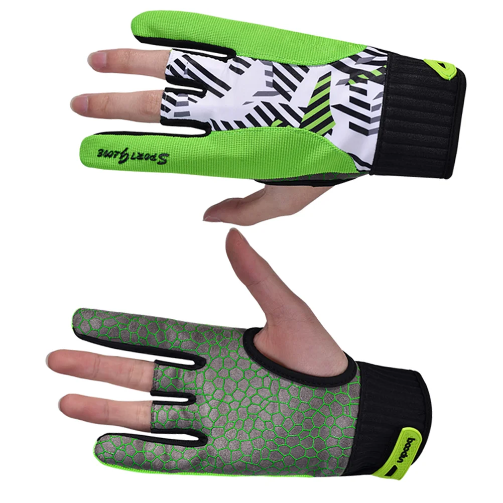 

1 Pair of Silicone Bowling Gloves Professional Anti-slip Elastic Breathable Sports Gloves - Size L (Green)