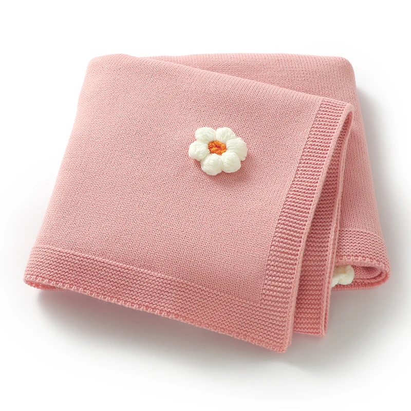 

Детское одеяло, вязаное постельное белье для новорожденных мальчиков и девочек, одеяло 100*80 см, пеленка для детской коляски, супер мягкая модная милая плед с 3D цветами