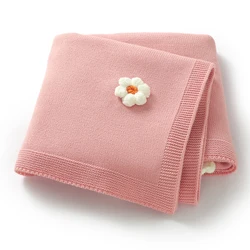 Baby Blanket Knit Newborn Boy Girl Bedding Quilt 100*80CM Infant Stroller Swaddle Wrap Super Soft Fashion Cute 3D Flowers Plaid
