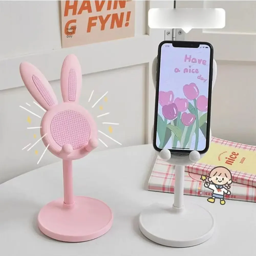 Lovely Bunny Shape Mobile Phone Table Support Multi-Angle Adjustable Phone Bracket Home Desktop Live Broadcast Support Tool