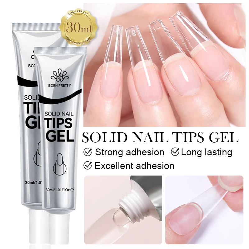 

BORN PRETTY 2PCS Solid Nail Tips Gel Nail Polish Set Rhinestone Glue 5D Clear Sculpting Gel Carving DIY Designs All For Manicure
