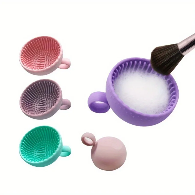 

1Pc Makeup Brush Cleaner - Premium Silicone Scrubber & Non-slip Bowl - Effortless Deep Cleaning for All Facial Brushes