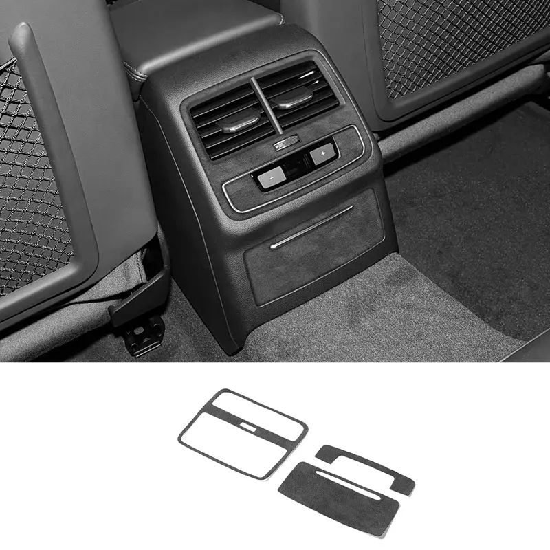 

For Audi A4 S4 A4L A5 S5 Q5 Car Rear Air Vent + Cigarette Lighter Panel Trim Sticker Made of Alcantara Auto Interior Accessories